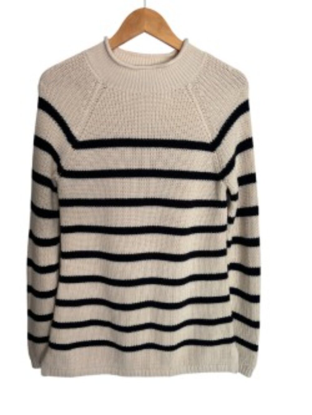 Talbots Cotton Shaker Stitch Roll Neck Sweater Medium - Picture 2 of 5